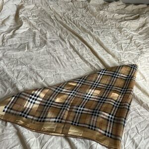 Plaid Beige Silk  Scarf  Timeless style